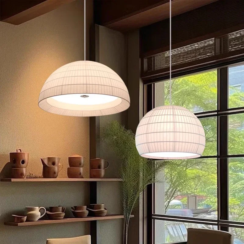 

Modern Wabi Sabi White Fabric E27 Pendant Light Living Dining Room Droplight Lighting Home Decor Bedroom Lustre Led Hanging Lamp