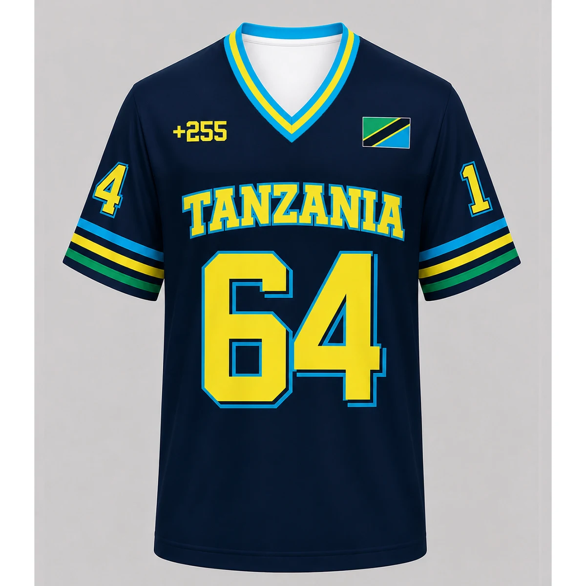 Neues tansanisches Kurzarm-T-Shirt mit V-Ausschnitt für Herren, Farbschema der afrikanischen Flagge, stilvolles Kurzarm-Sweatshirt, Party-Oberteil – Detail 4