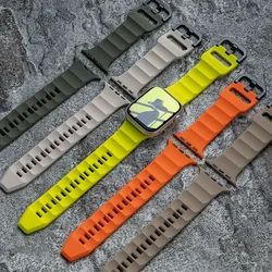 Silicone Strap for Apple Watch Ultra 2 49mm 10 9 8 7 46mm 42mm 45mm 41mm Wave Style Wristband IWatch 6 5 4 3 SE 44mm 40mm Belt