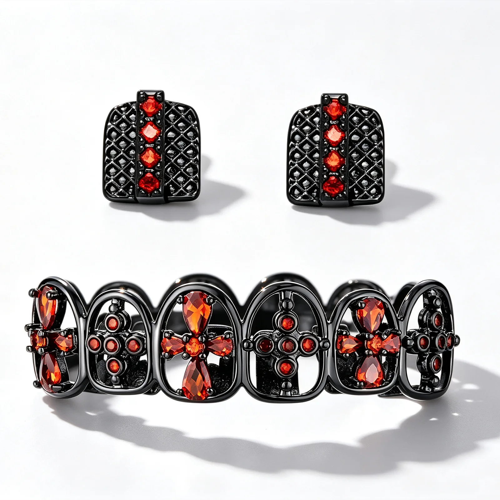 Black Gunmetal Red CZ Jewelry  - Body Jewelry Earrings recension och pris