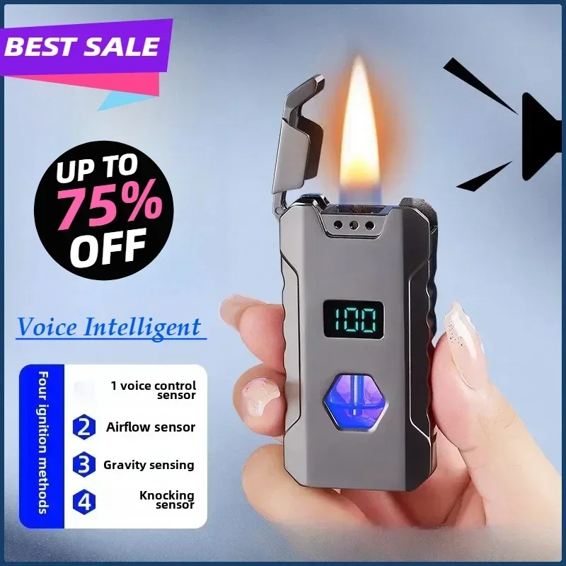 2025 Intelligent Voice Control Windproof 4 Ignition Method Kerosene Lighter Visual Oil Tank Digital Battery Display Lighter