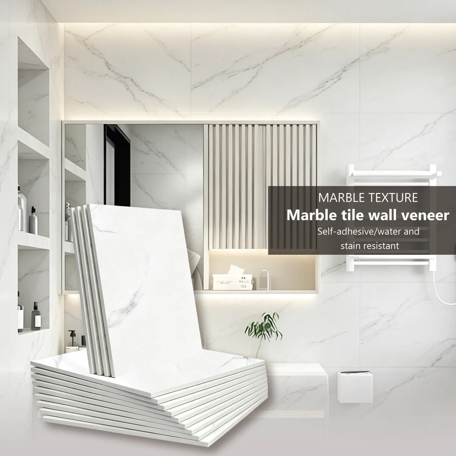 10/20pcs Marble Self-adhesive Wallpaper IXPE Waterproof Renovation Wall Stickers for Renovating Bathrooms Living Rooms Kitchens