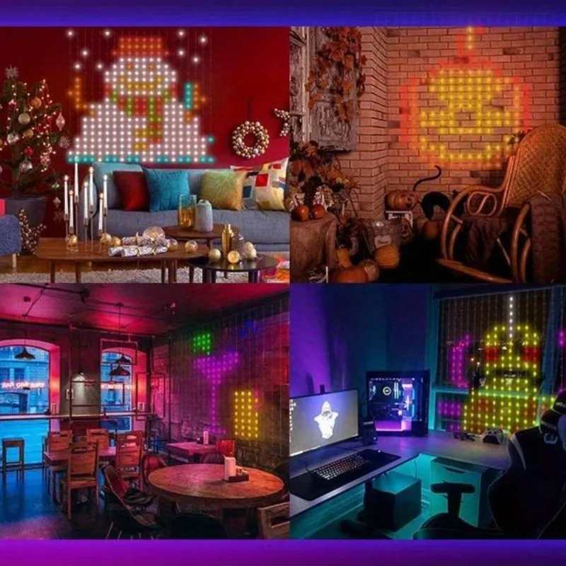 400LEDs أضواء الستار الذكية الموسيقى متزامن اللون تغيير تأثير قوس قزح ضوء عيد الميلاد، عيد الهالوين، زينة الحديقة