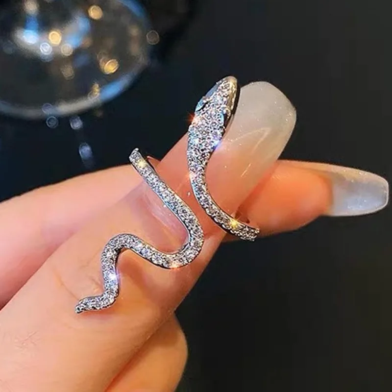 Fashionable Winding Snake with Adjustable Opening Ring, Cool and Unique Niche Design, Index Finger Ring