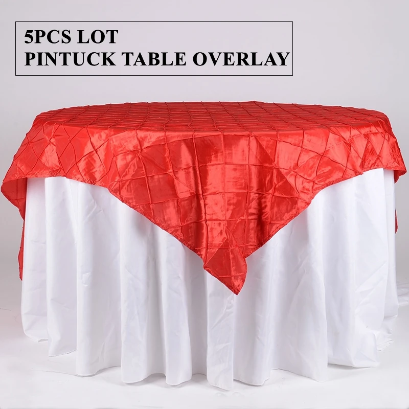 Nice Looking 5pcs Lot Pintuck Table Overlay Square Tablecloth For Wedding Banquet Event Decoration