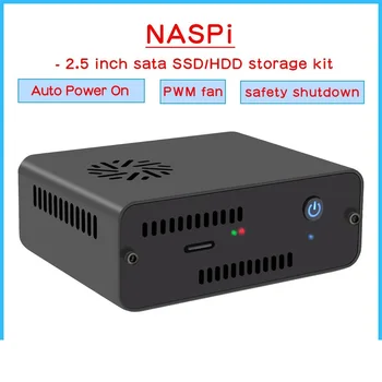 Geekworm NASPi 2.5 인치 SATA HDD/SSD NAS 케이스 보관 키트, 라즈베리 파이 4 용, 지지대 최대 9.8mm 두께 HDD/SSD 