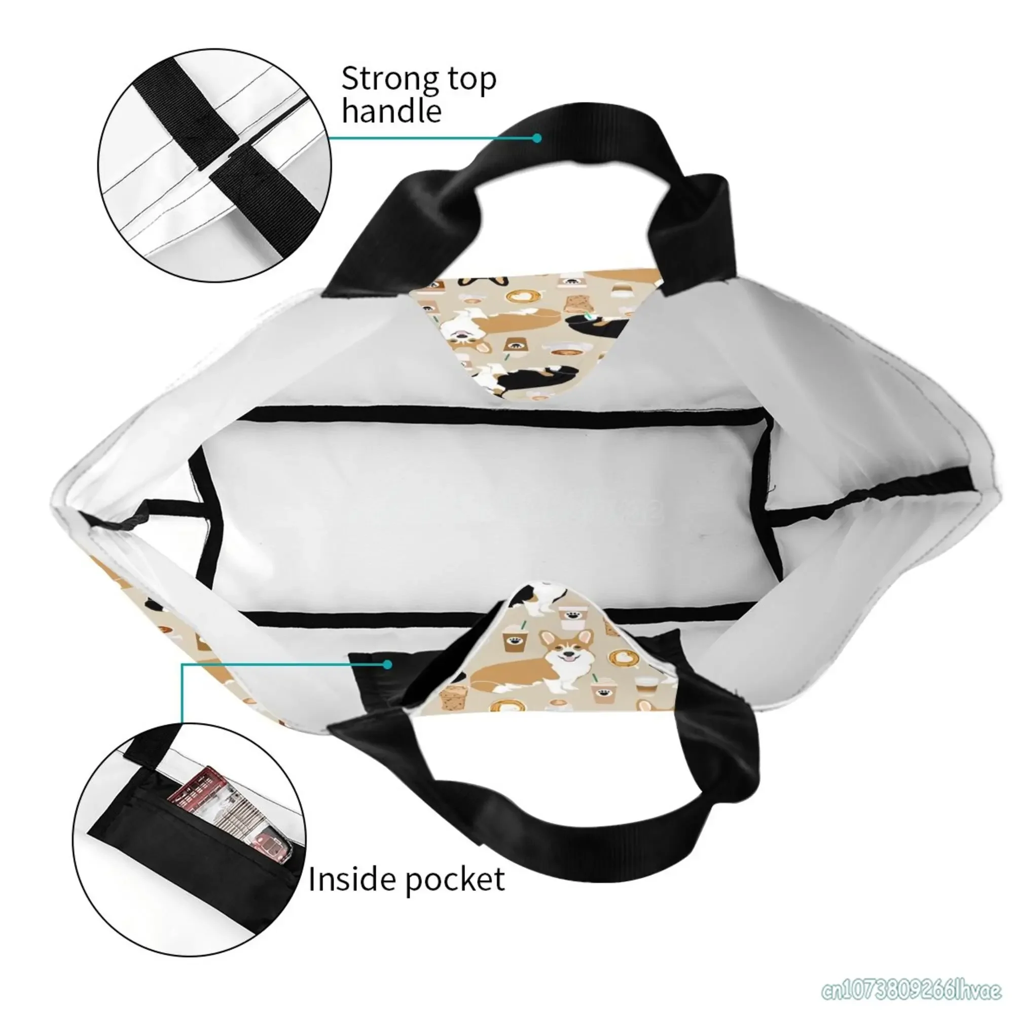 لطيف فصيل كورجي الكلب حمل الحقائب حقيبة كتف حقيبة شاطئية للنساء قابلة لإعادة الاستخدام رياضة نزهة السفر الشاطئ التسوق العمل الاستخدام اليومي للمتسوقين حمل