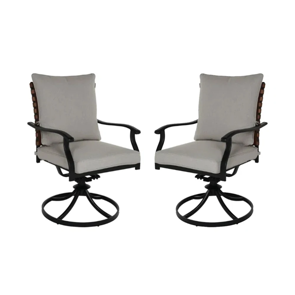 

Набор из 2 обеденных стульев для улицы, 2 плетеных стула для патио, вращающийся на 360 градусов кожи