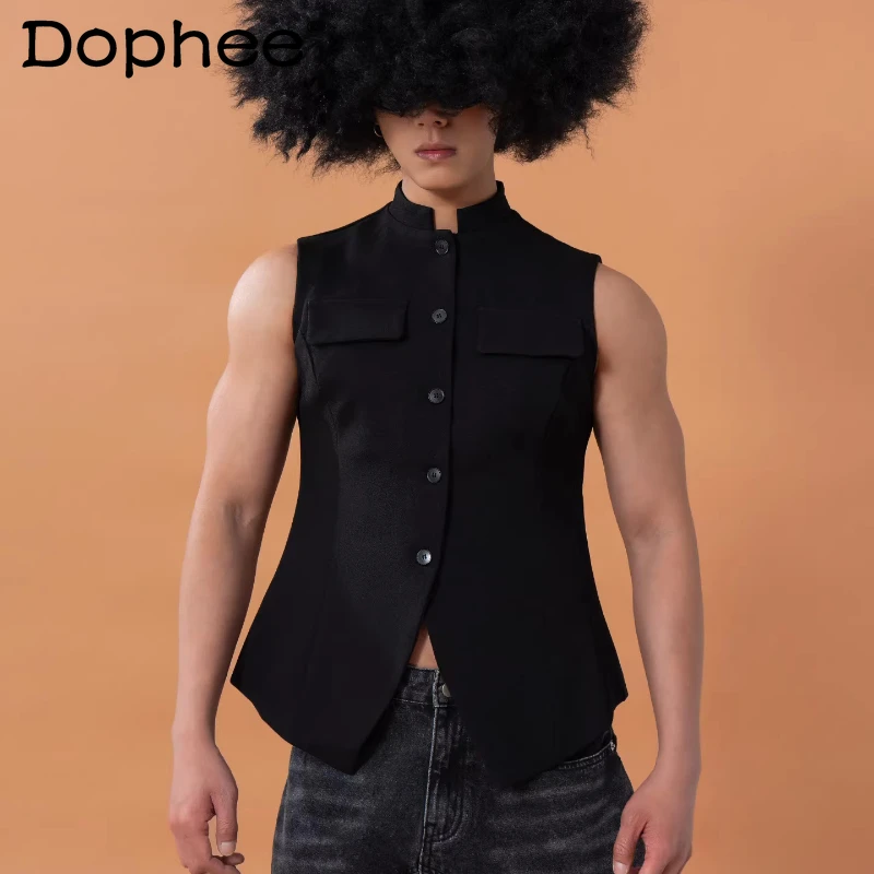 

Men's Slim-Fit Stand Collar Vests Men's Women's 2026 Summer New Comfort Trendy Tops Stylish Simple Sleeveless Slimming Tank Tops