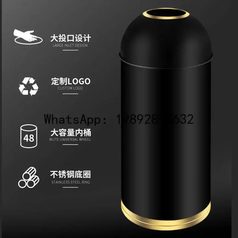 

ww24 trash can - commercial grade, large capacity, stainless steel, round, open-top, freestanding