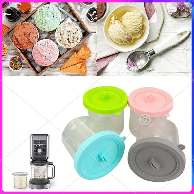

НОВЫЕ-4 шт. пинты для мороженого с крышками для Ninja NC299AMZ и NC300S серии Creami Ice Cream Makers для Ninja XSKPLID2CD