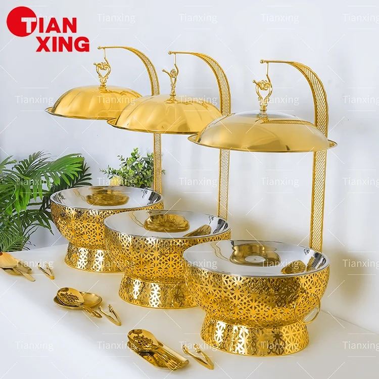 Catering Supplies 8L Shafing Dishes Buffet Food Warmers Chafer Dish Golden Chafing Dish for Catering