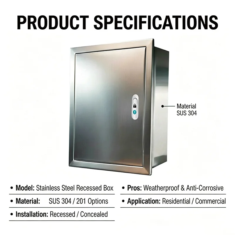 Thickened Stainless Steel Recessed Box, Embedded Waterproof Electrical Control Distribution Cabinet