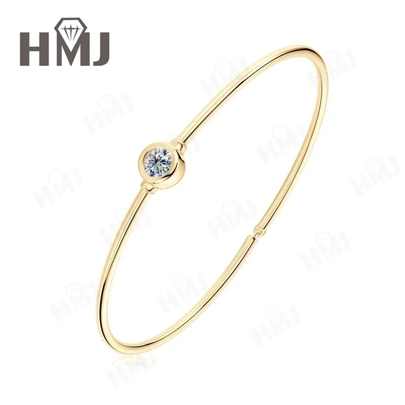 

Bezel Set Diamond Bracelet Moissanite Bangle 0.5CT 18K Gold Plated 925 Sterling Silver Classic for Women Jewelry for Woman Charm