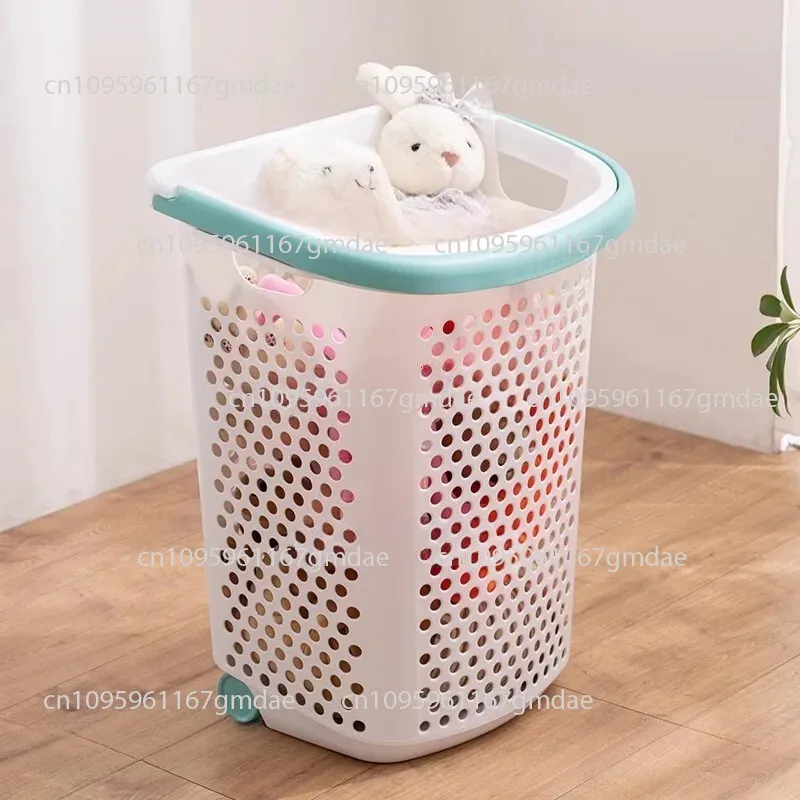 Wholesale to put dirty clothes on the pull rod roller  dirty clothes basket storage bathroom shelf laundry basket