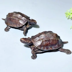 Little Fairy/Retro Copper Feng Shui Longevity Turtle Statue Desk Small Ornaments Home Decoration Craft Accessories Animal Statue
