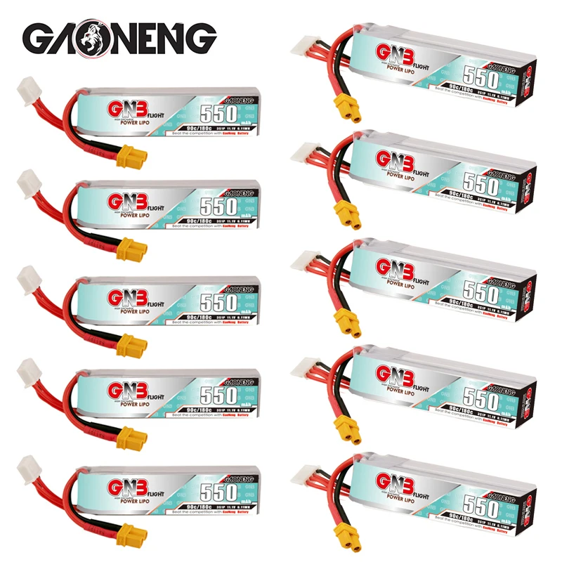 Original GNB 3S 11.1V 550mAh 90C/180C LiPo Battery For RC Helicopter Quadcopter FPV Drone Model Parts 11.1V Rechargeable Battery