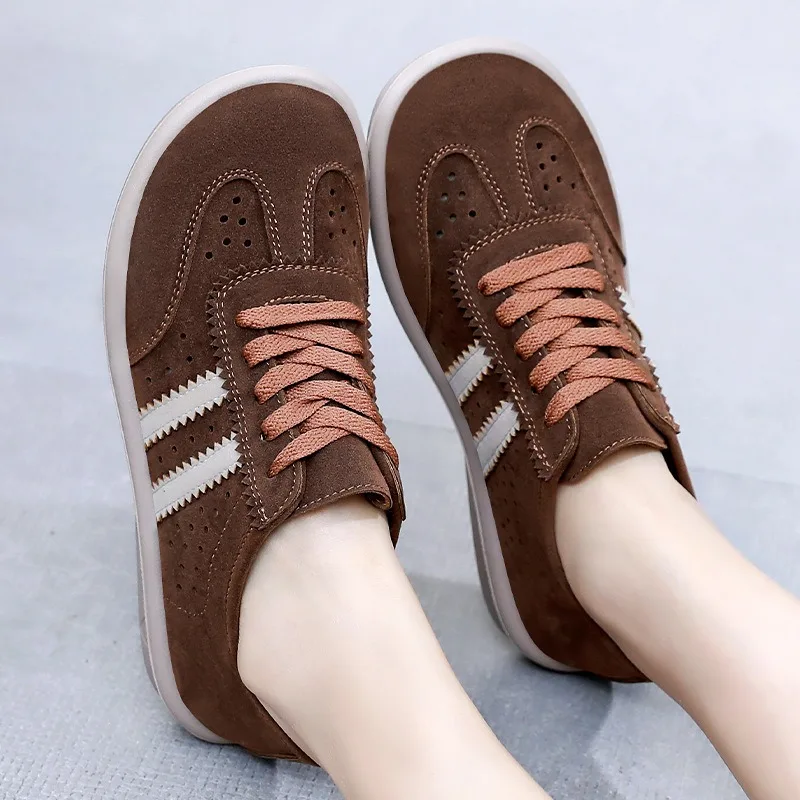 Women's Forrest Gump Shoes New Retro German Training Shoes Lace Up Casual Women's Soft Sole Breathable Fashionable Board Shoes