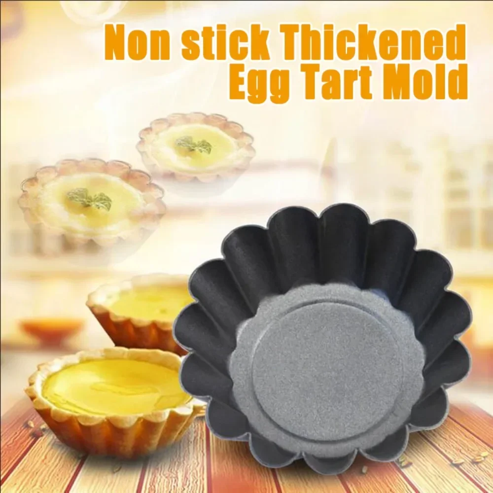 1/3PCS Non Stick Thickened Egg Tart Mold Chrysanthemum Pot Cake Mold Carbon Steel Lace Cake Pudding  Baking Tool