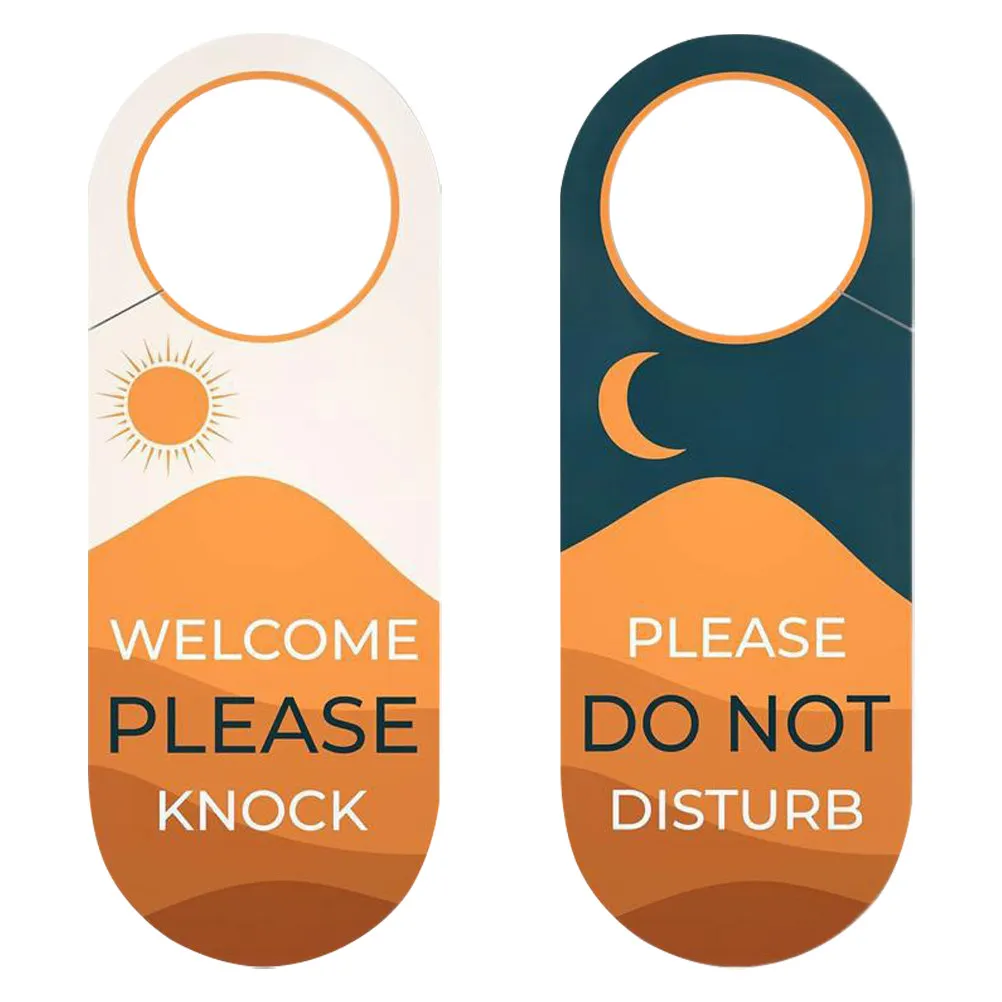 2Pcs Double-Sided Do Not Disturb Welcome Please Knock Door Hanger Sign Thick Paper Door Handle Sign Hotel Room Office Bedroom
