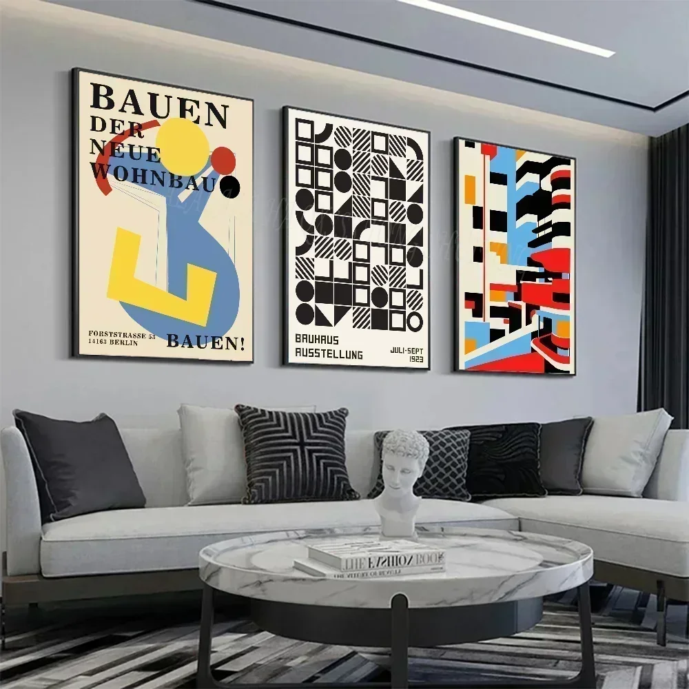 Bauhaus Abstract Art Exhibition Geometric Minimalist Lines Art Poster Canvas Painting Wall Prints Living Room Home Decor Poster