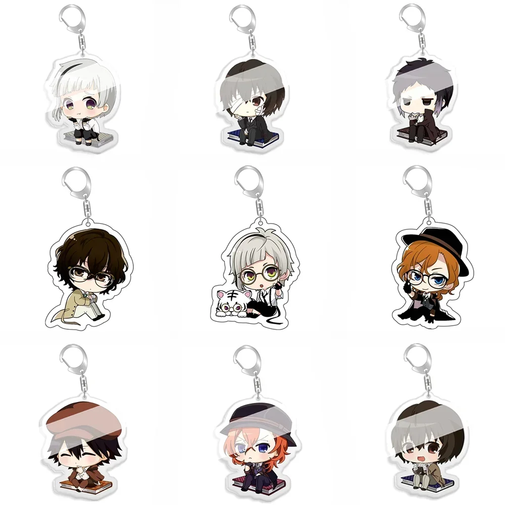 

Bungo Stray Dogs Dazai Osamu Anime Keychains Nakajima Atsushi Pendants Edogawa Rampo Keyrings Bag Accessories