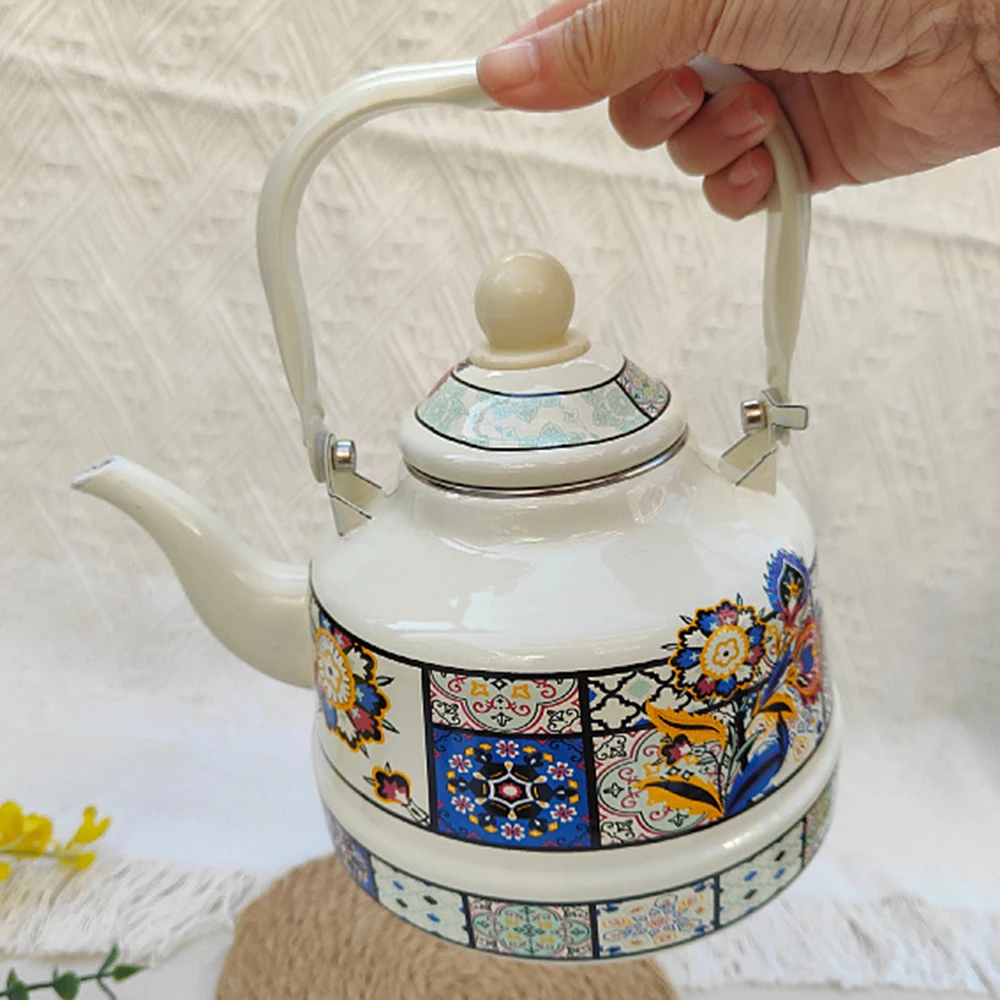 European style enamel tea kettle, Ancient clock kettle, Gas Induction Cooker Universal, boiling water kettle for home,1.7L/2.5L