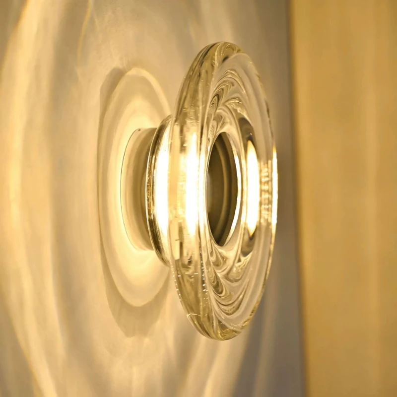 Vintage Bauhaus Water Ripple Glass Wall Lamp Luxury Circular Night Lamp Living Room Hallway Bedroom Bedside Wall Light Decor