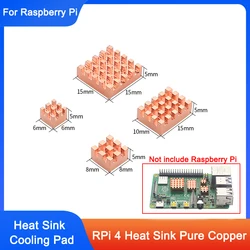 4PCS/set Pure Copper Heatsink for Raspberry Pi 4B Kit Cooler Heat Sink Passive Cooling Pad Radiator for Cooling Raspberry Pi 4 B