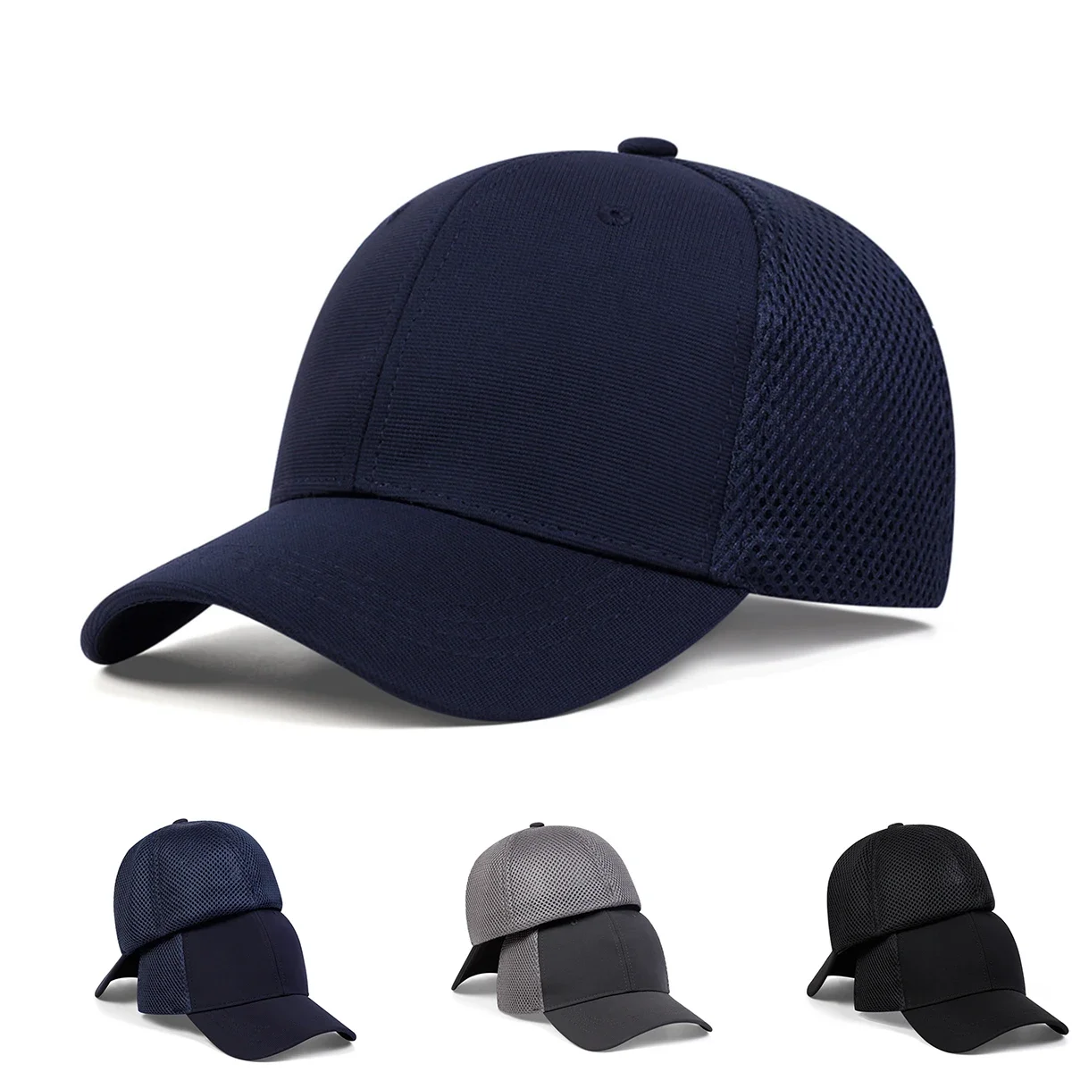 Unisex Solid Color Breathable Baseball Net Caps Outdoor Adjustable Spring and Summer Casual Sunscreen Hat