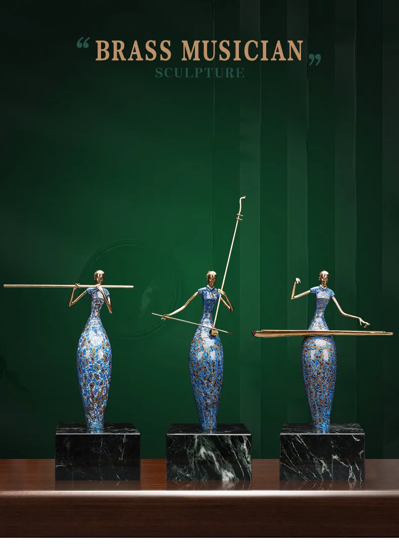 Yayo musician bronze sculpture, art living room study office model room decoration Meilan entrance ornament