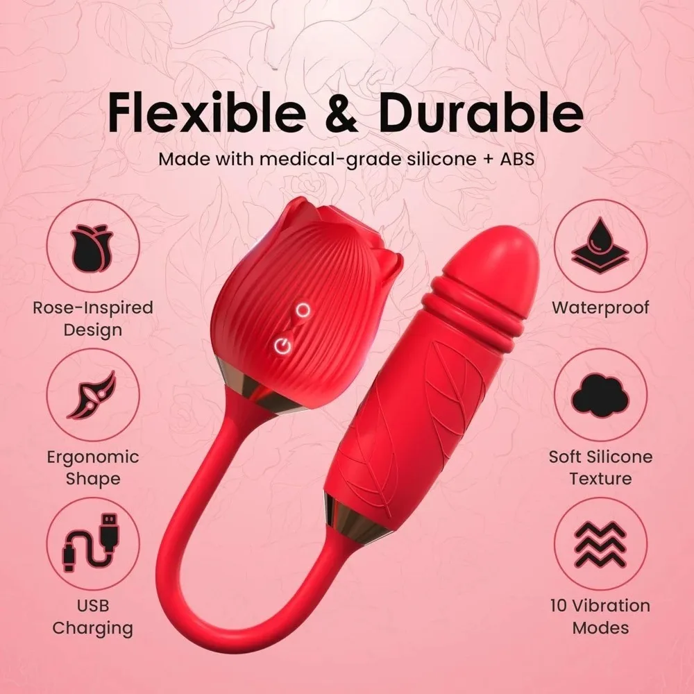 3in1 Thrusting Anal Vibrator Female Rose Sucking Clitoris Stimulator Dildo Licking Vagin Massager Masturbator Sex Toys for Women - view 6