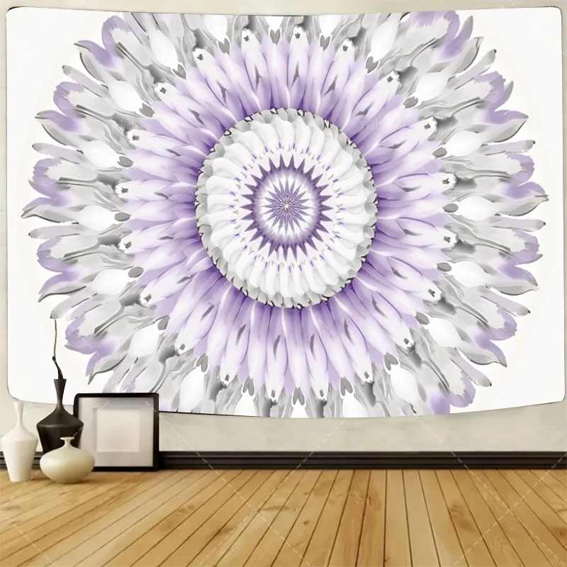 

1 шт. настенный гобелен фиолетовый и белый цветочный гобелен с мандалой для декора комнаты в стиле бохо