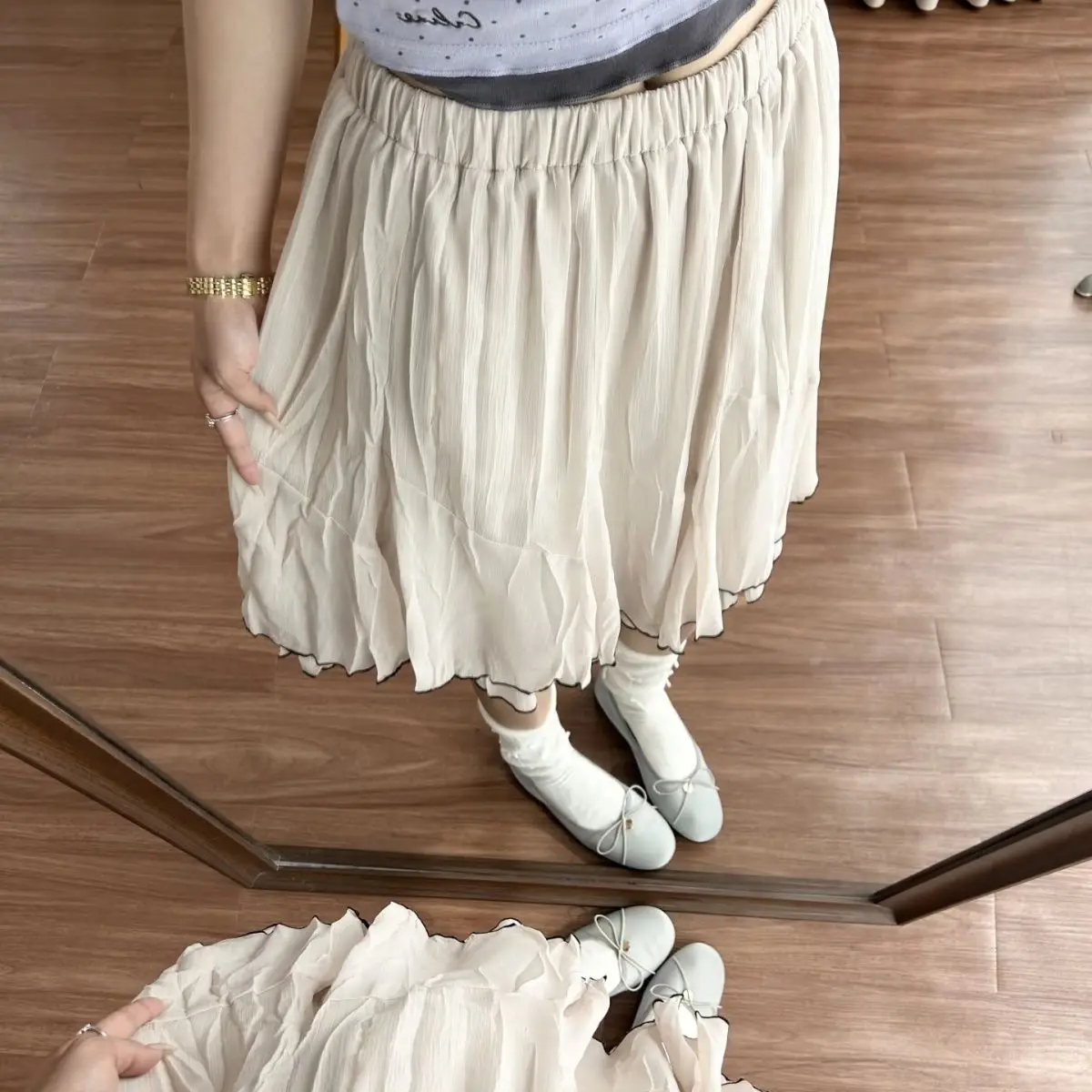 Niche Design Temperament Skirt New Ruffle Edge Pear-shaped High-end Versatile A-shaped Skirt