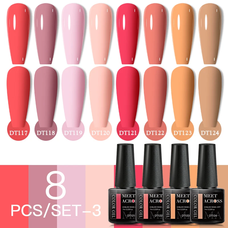 ERFÜLLEN ÜBER 8/10 Pcs Gel Nagellack Set Macaron Farbe Permanent Hybrid Lacke Tränken Weg Vom UV Led Gel Basis top Mantel Nägel
