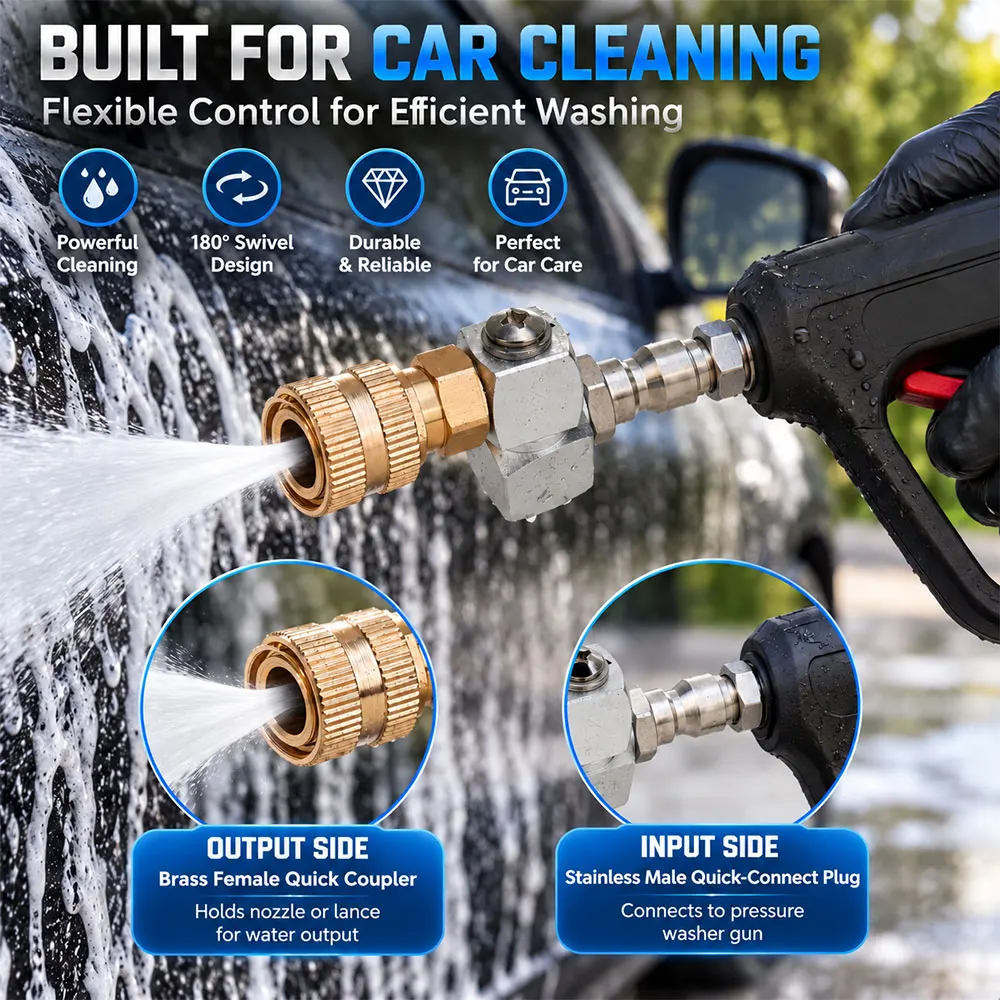 360° Swivel High Pressure Washer Adapter - 1/4