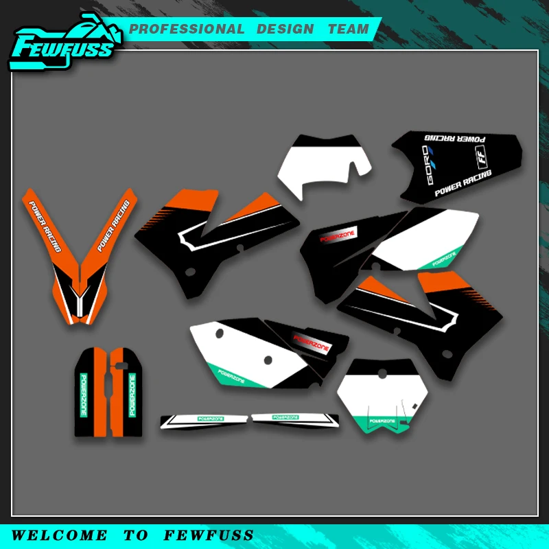 

Fewfuss For KTM EXC EXCF 125 200 250 300 400 450 525 2006 2007 SX SXF 2005 2006 Graphics Decals Stickers Kit Custom Number Name