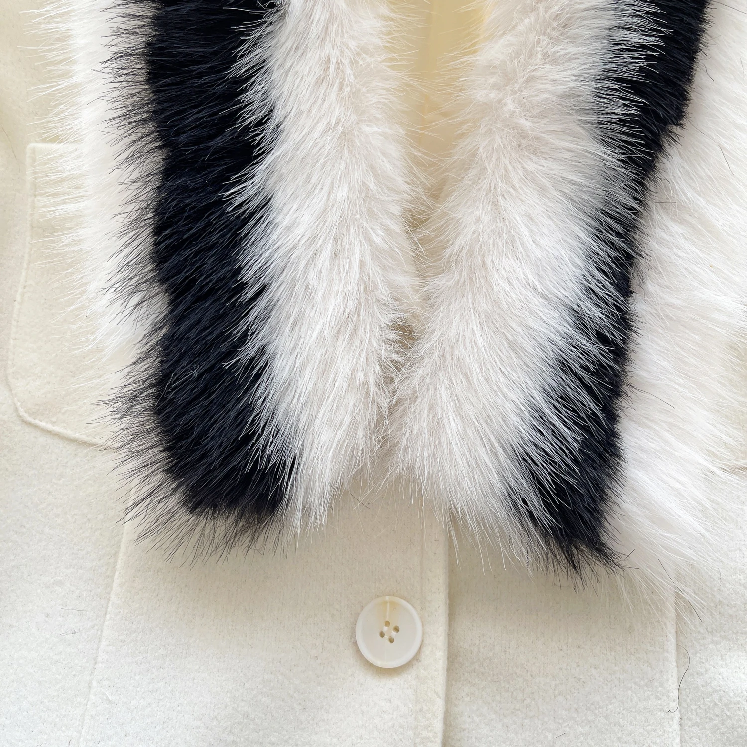 سيدة الشتاء فو الفراء كم معطف جاكيتات المرأة العصرية جيب المرقعة المحاصيل القمم الإناث الدافئة مهرجان عشاء مأدبة معطف الحفلات #3