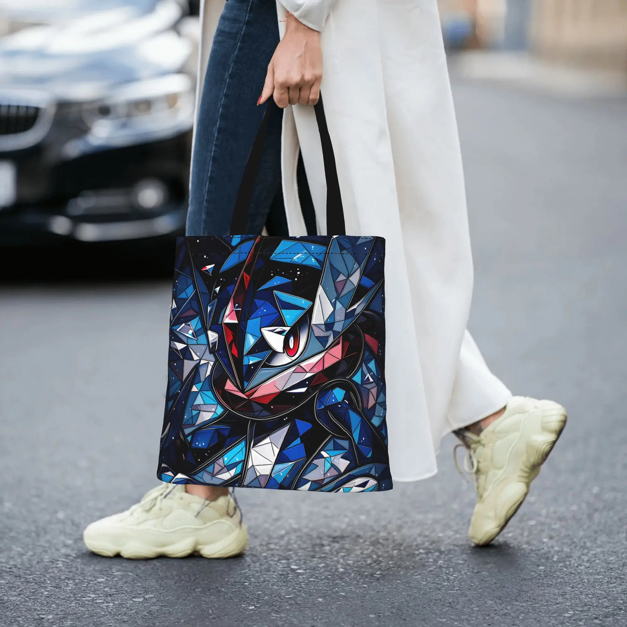 Customized Pokemon Greninja Women's Bag Shopping Bag Reusable Double Sided Canvas Tote Bag Shoulder  Handbag