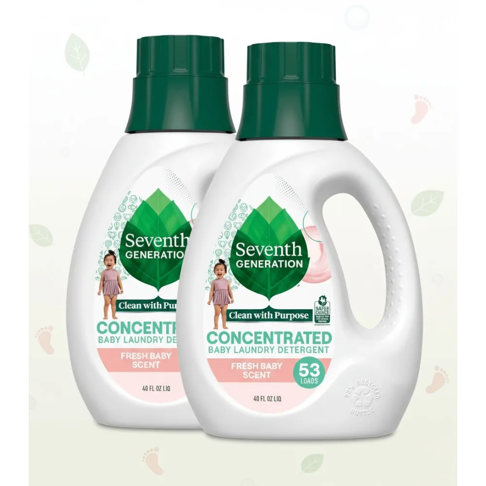 

Concentrated Baby Laundry Detergent, Fresh Scent, 40 Fl Oz Pack of 2 - Plant-Based Stain Remover for Infants & Toddlers