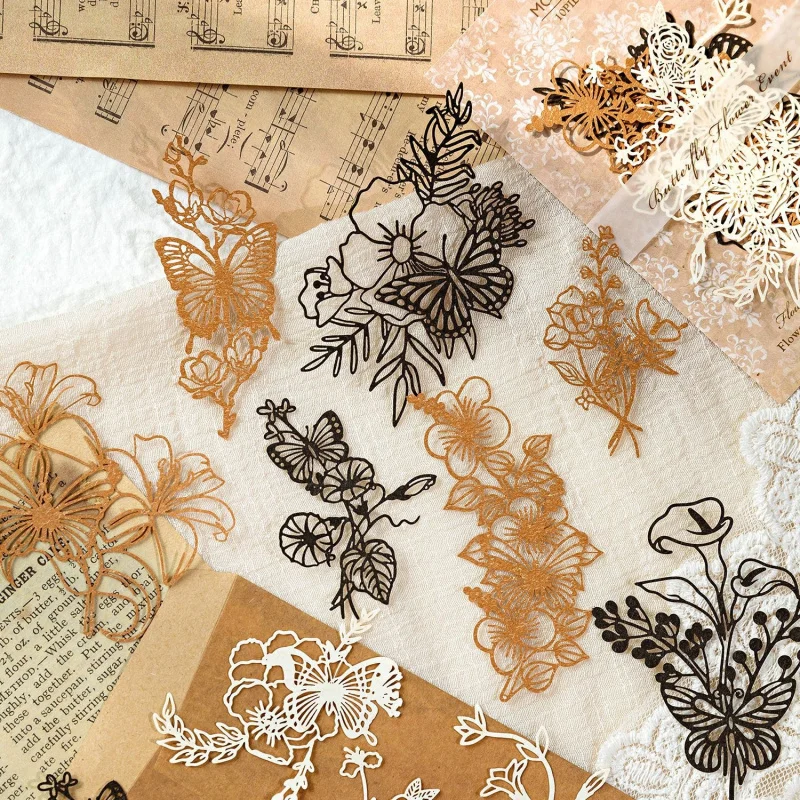 

10pcs/lot Vintage Botanical Cut-Out Papers - Lace-Like Base Sheets for Journal & Scrapbooking