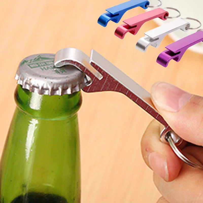 1pcs Beer Bottle Opener Keychain Key Ring Multi Function Can Opener Handy Tool for Home Bar Camping