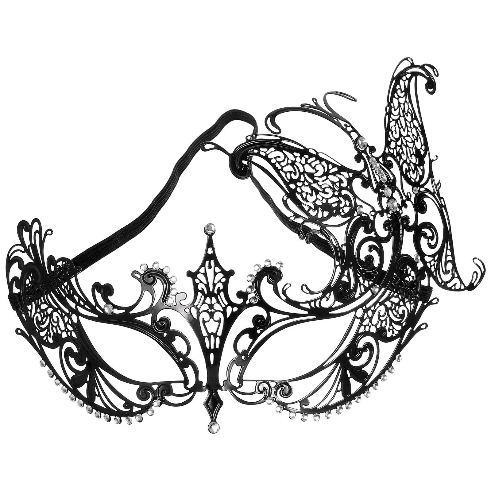 

Rhinestone Metal Mask Black Masquerade Party Mask Prop Halloween Costume Party Prop Wedding Accessories