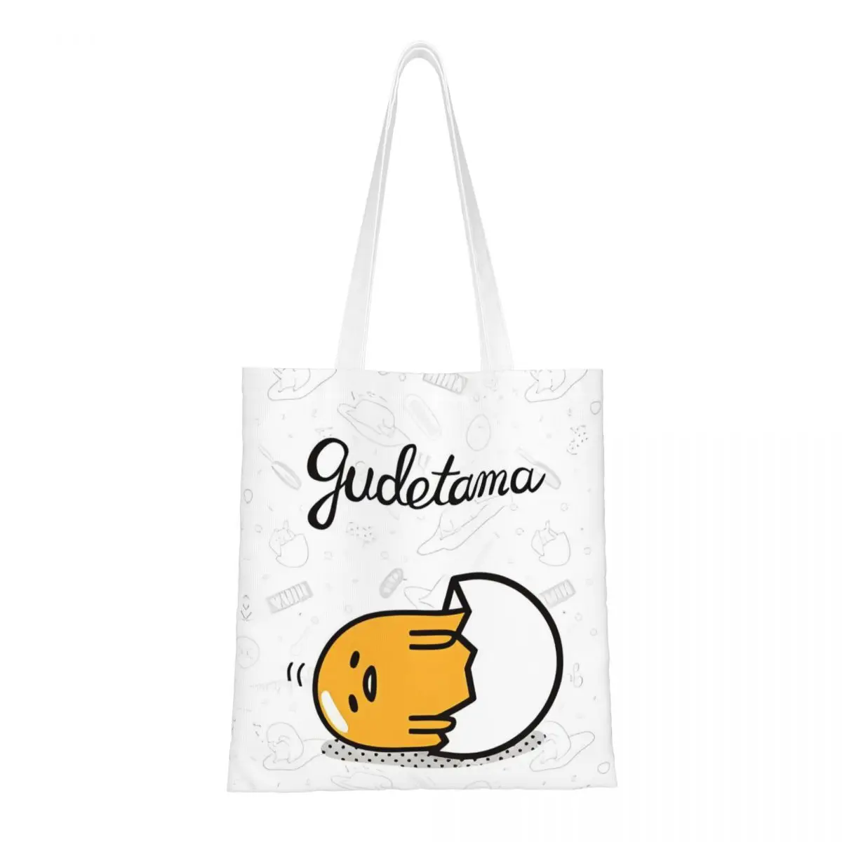 Unisex Gudetama The Lazy Egg Tote Bags Canvas Shopping Bag for Girl Handbags