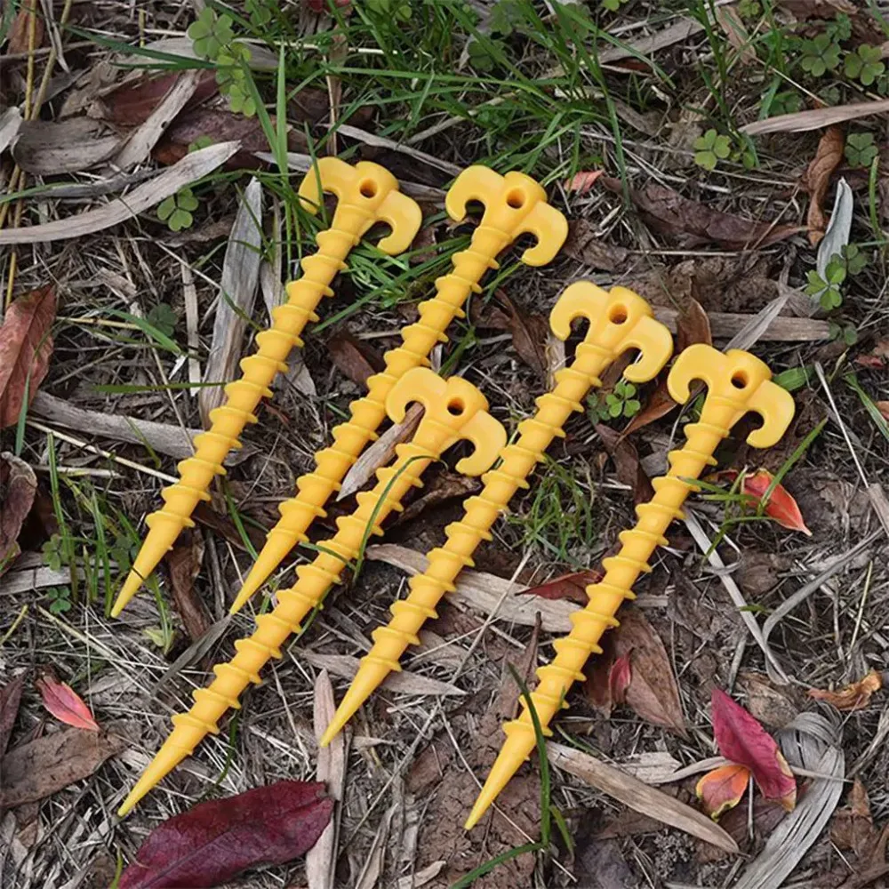 

5pcs Screw Anchor Stakes Ground Nail Outdoor Camping Tent Pegs Ground Nails Hiking Tent Stakes Pins Windproof Tent Accessories