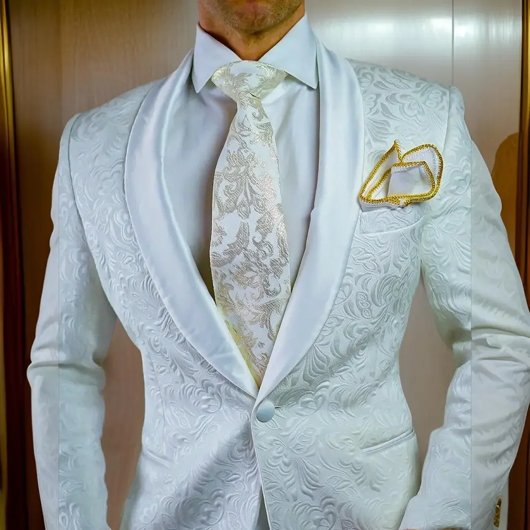 1 Piece Floral Suit Jacket for Men Wedding Tuxedo Slim Fit Blazer for Groom Shawl Lapel Italian Fashion Jacket In Stock 2024