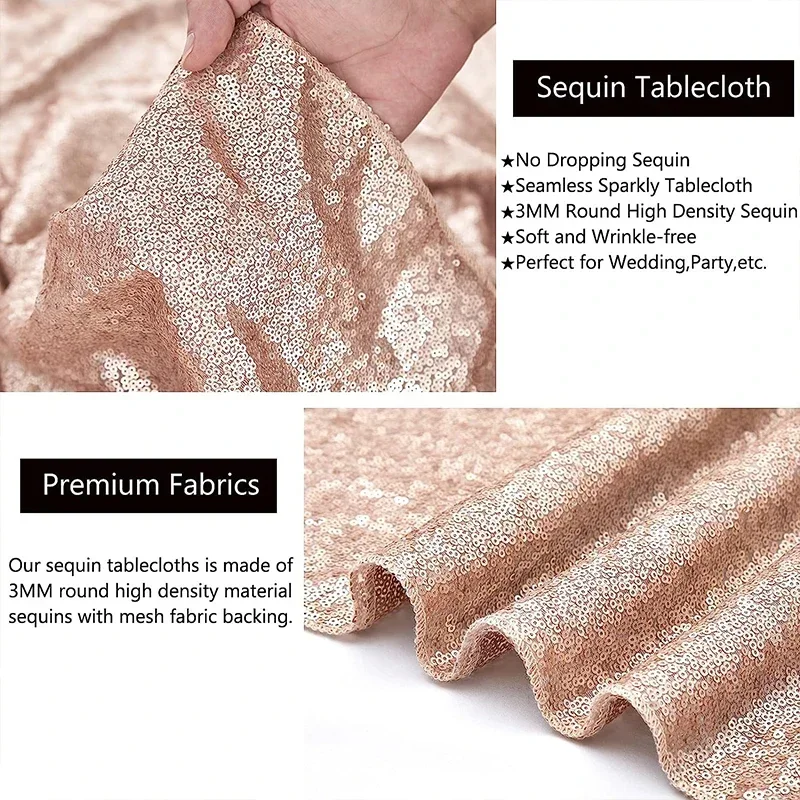 Sequin Table Cloth Rectangular Glitter Tablecloth Rose Gold Silver Tablecloth for Wedding Birthday Party Event Banquet Decor