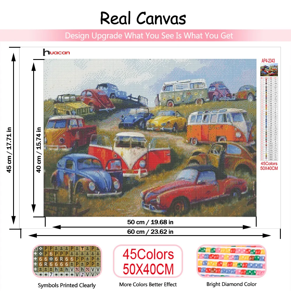 Huacan 5d Diy Diamond Painting Car Bus Home Decoration Embroidery Mosaic Scenery Crystal Diamond Art