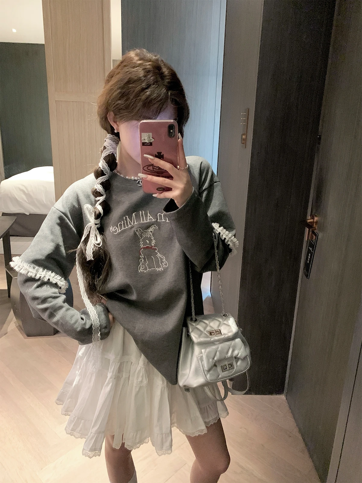 

ay Embroidered Dog T-irt Women's Long Sve round Ne Versatile Top Korean Sle Loose Fit Moisture ng Autumn New ...