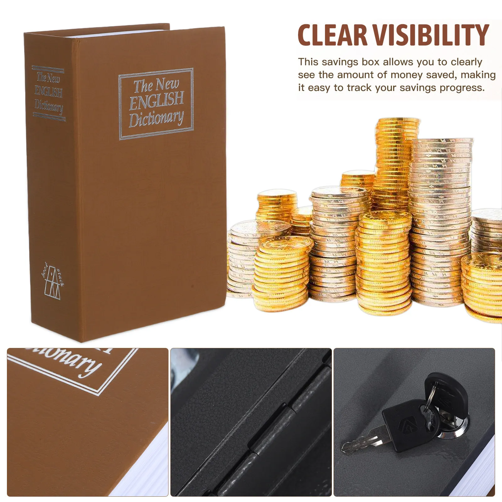 Faux Book Storage Box Key Lock Decorative Hidden Safe Secret Book Container for Valuables Cash Secure Storage Secret Hidden Safe